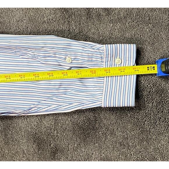 Ralph Lauren Shirt Men 17.5 Classic Fit Cotton 100%Button Down Pink Blue Striped - Picture 11 of 11